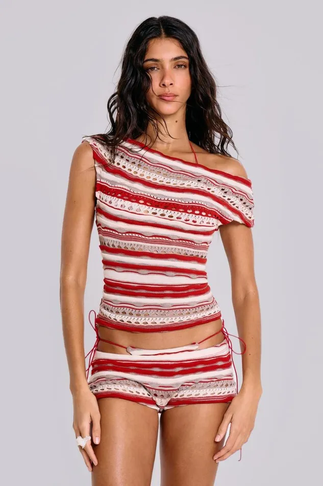 Jaded London CoOrds Women Cata Ruffle Knit Mini Shorts Multi