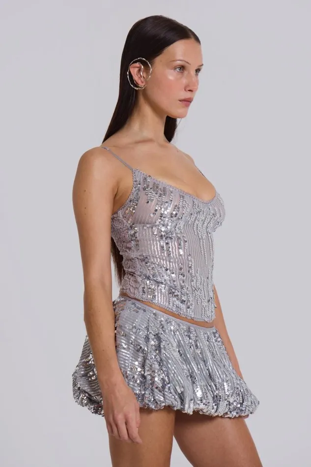 Jaded London CoOrds Women Cosmic Sequin Cami Top Grey
