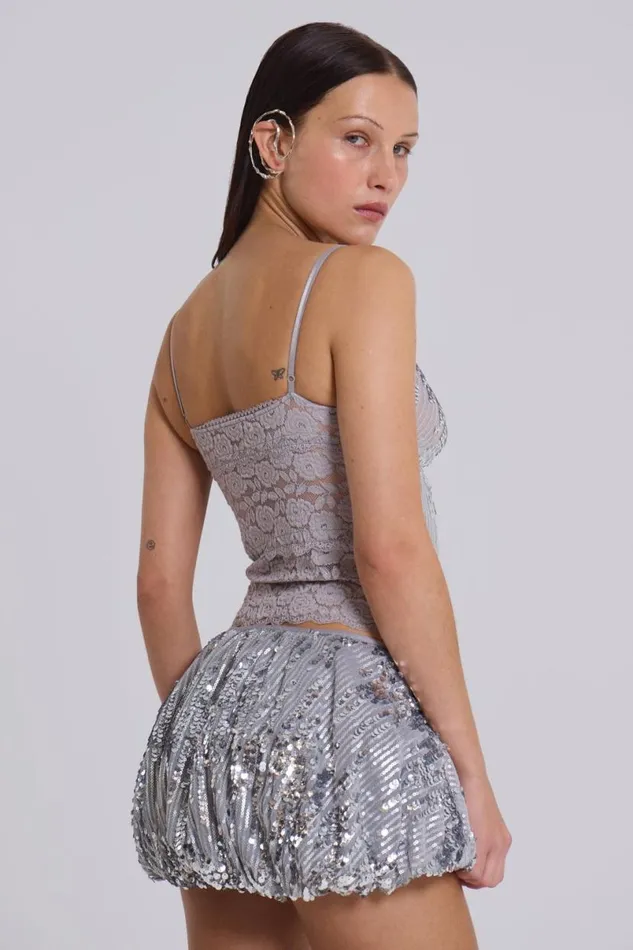 Jaded London CoOrds Women Cosmic Sequin Cami Top Grey