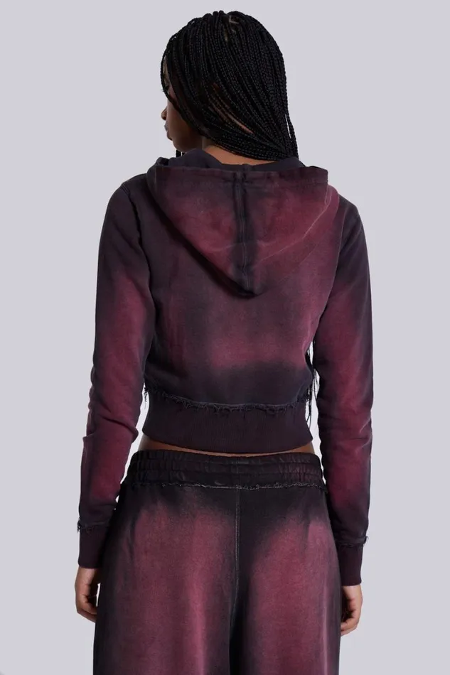 Jaded London CoOrds Women Deep Red Fade Mini Monster Hoodie Red