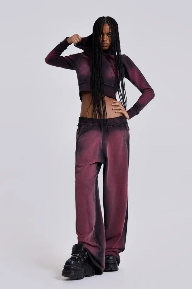 Jaded London CoOrds Women Deep Red Fade Mini Monster Hoodie Red