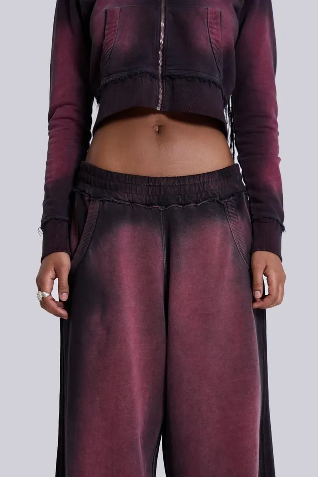 Jaded London CoOrds Women Deep Red Fade Mini Monster Hoodie Red