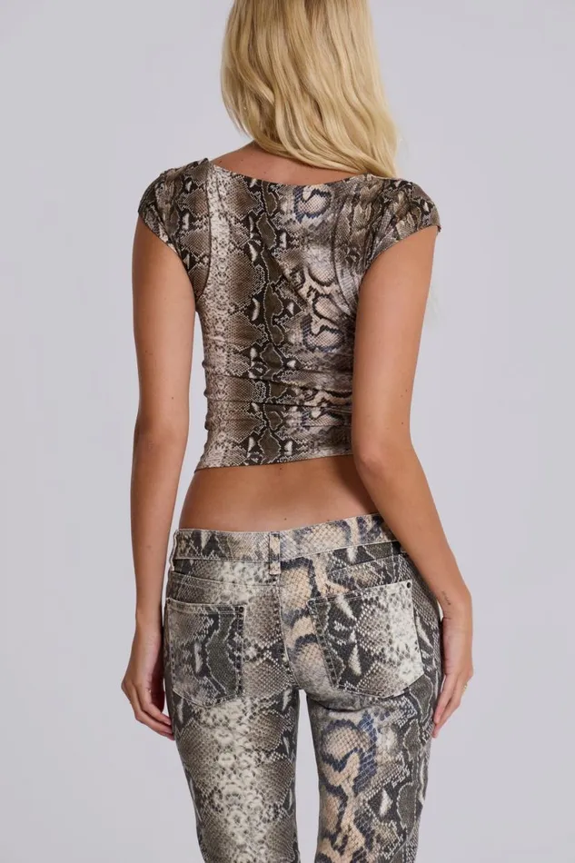 Jaded London CoOrds Women Dovimo Snakeskin Top Snake