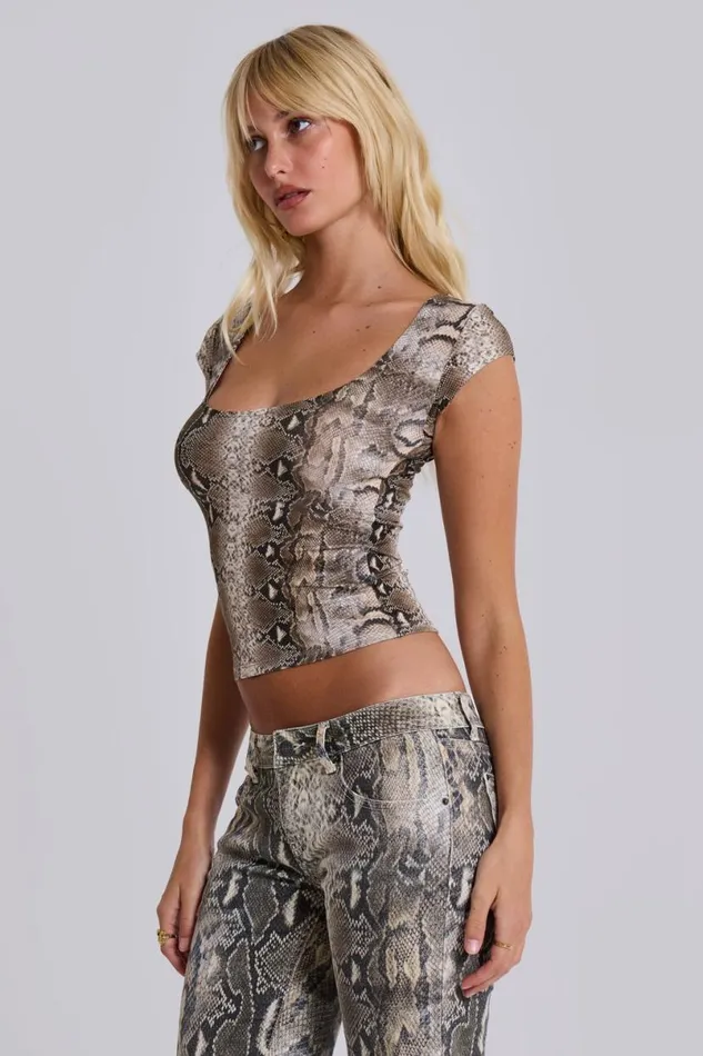 Jaded London CoOrds Women Dovimo Snakeskin Top Snake