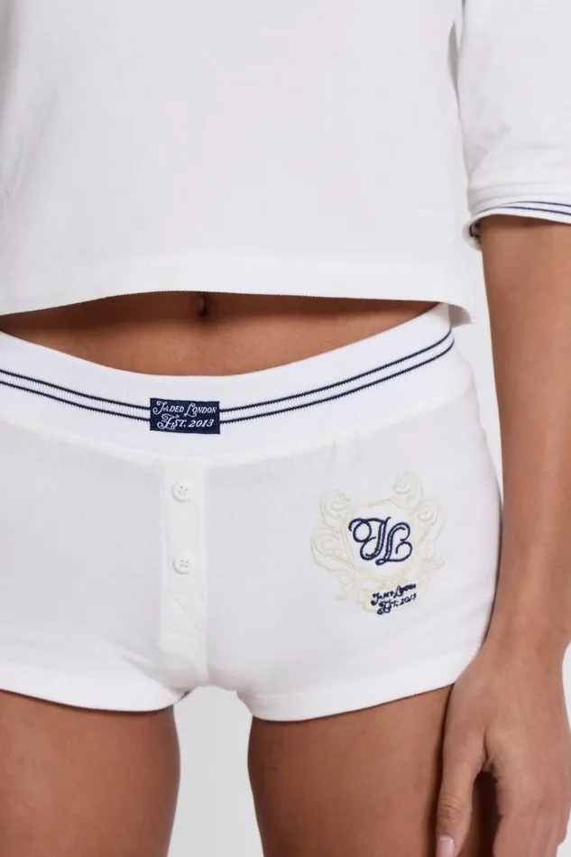 Jaded London CoOrds Women JL Boxer Shorts White