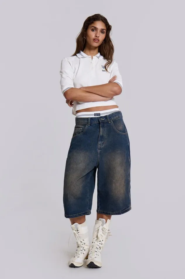 Jaded London CoOrds Women JL Boxer Shorts White