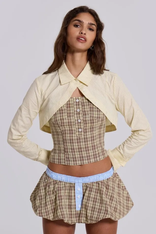Jaded London CoOrds Women Lulu Shrug Stripe Shirt Yellow