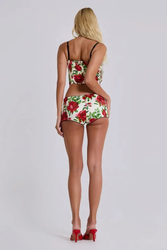 Jaded London CoOrds Women Scarlet Satin Mini Shorts Multi
