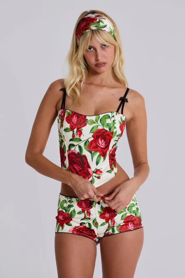 Jaded London CoOrds Women Scarlet Satin Mini Shorts Multi