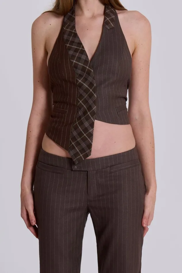 Jaded London CoOrds Women Tuesday Tailored Capri Trousers Brown