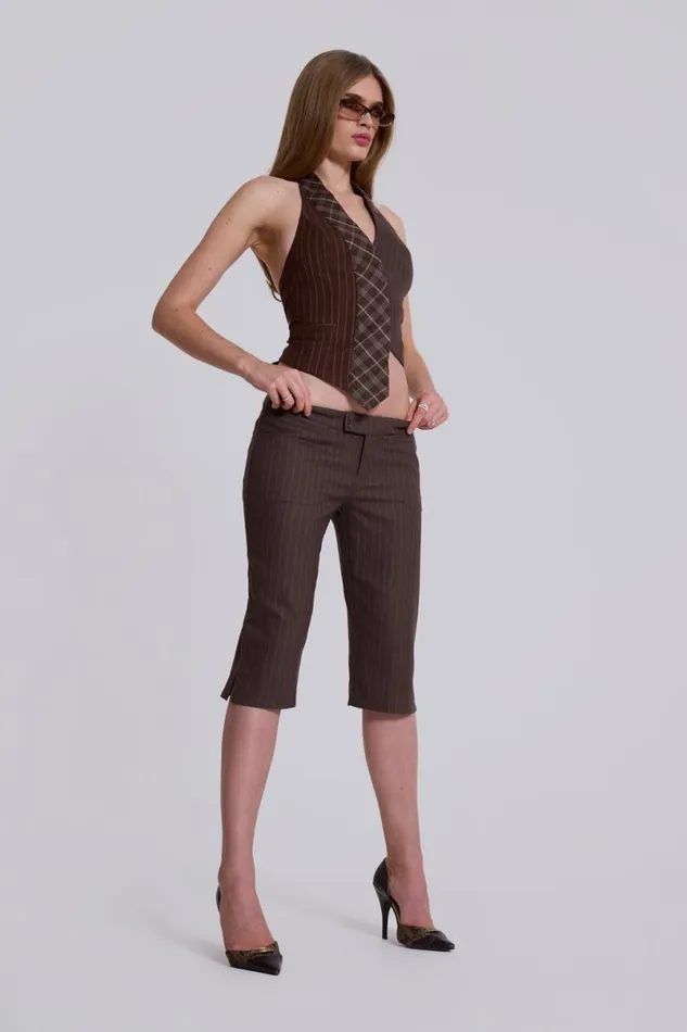 Jaded London CoOrds Women Tuesday Tailored Capri Trousers Brown