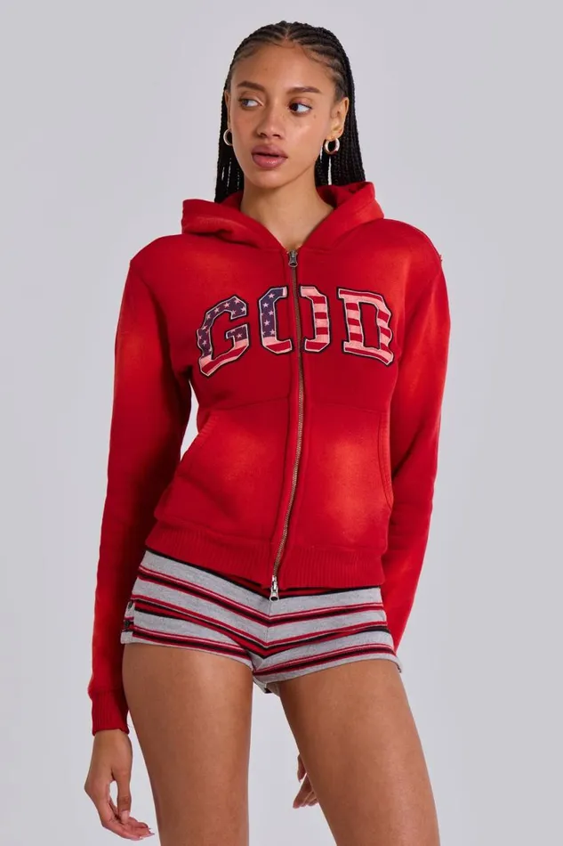 Jaded London CoOrds WomenUnisex 039GOD039 Mini Monster Hoodie Red