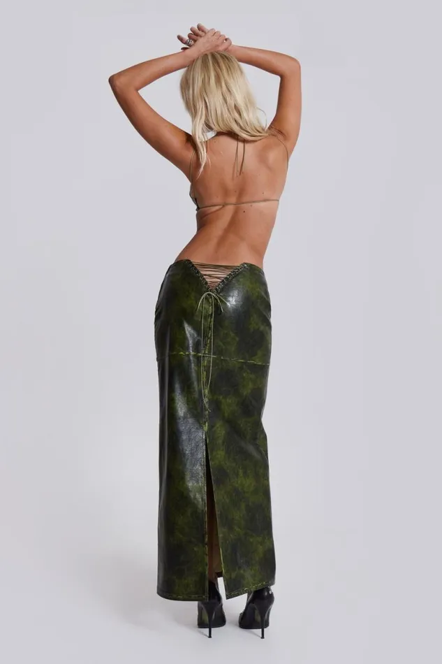 Jaded London CoOrds Women Venom Faux Leather Bralette Top Green