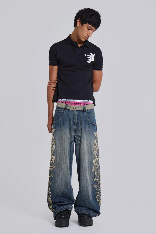 Jaded London Colossus Jeans MenUnisex Applique Neo Colossus Jeans Multi