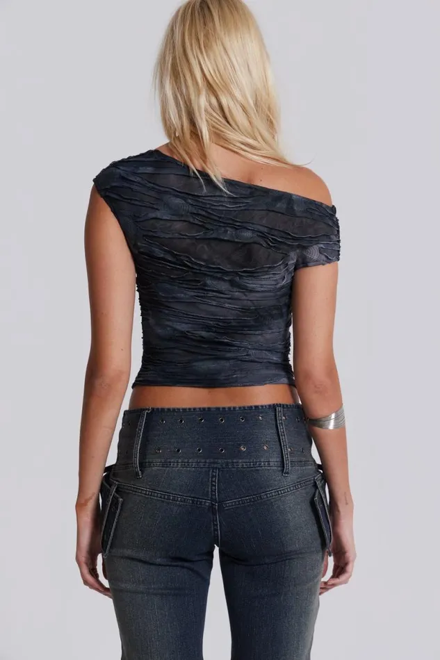 Jaded London Crop Tops Women Reign Asymmetric Top Black