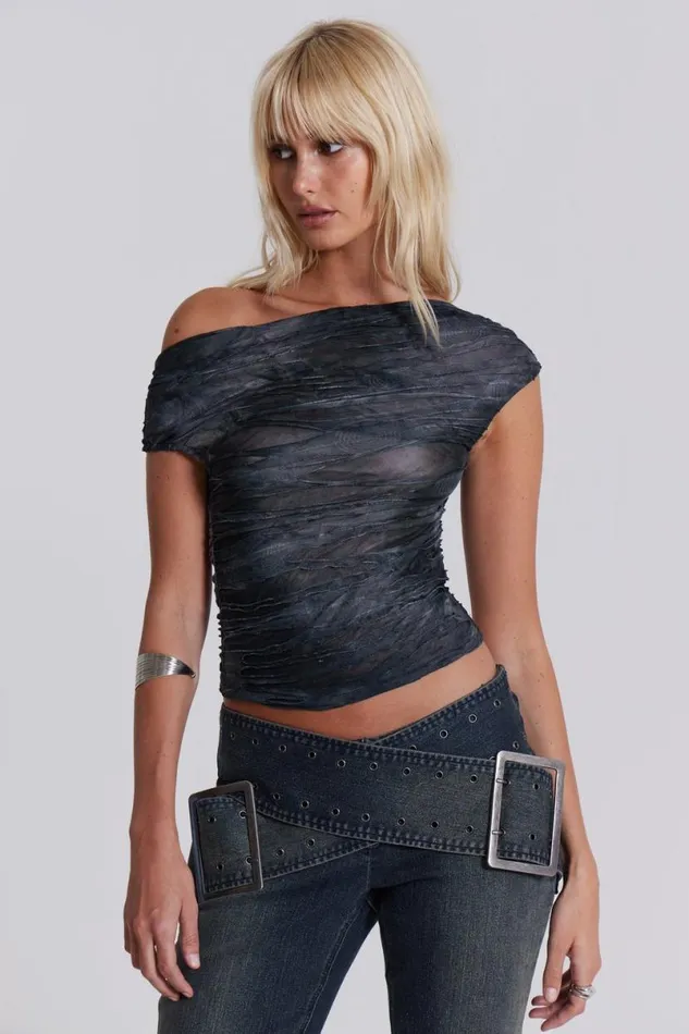 Jaded London Crop Tops Women Reign Asymmetric Top Black