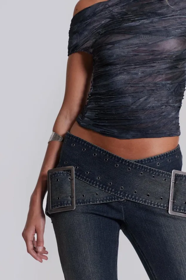 Jaded London Crop Tops Women Reign Asymmetric Top Black