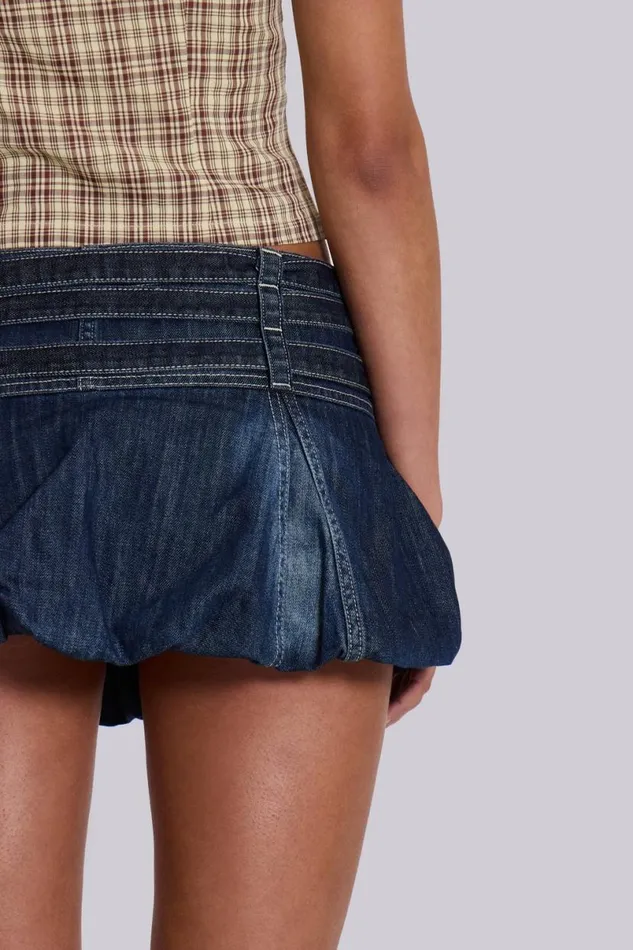 Jaded London Denim Skirts Women Alana Denim Puffball Micro Skirt Blue