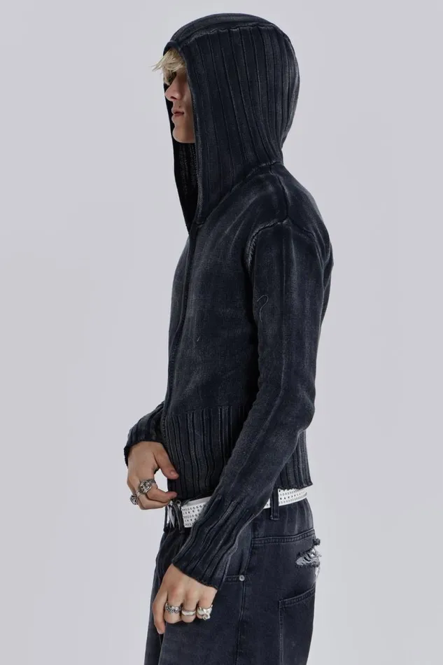 Jaded London Hoodies and Sweatshirts Men Relic Knit Hoodie Black