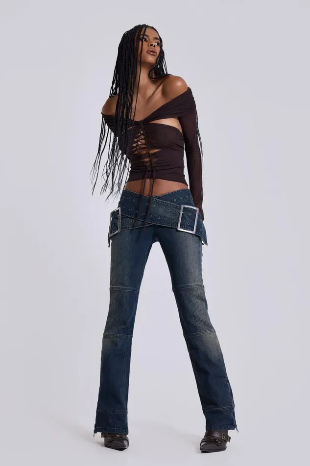 Jaded London Jeans Women Assassin Dark Denim Jeans Blue