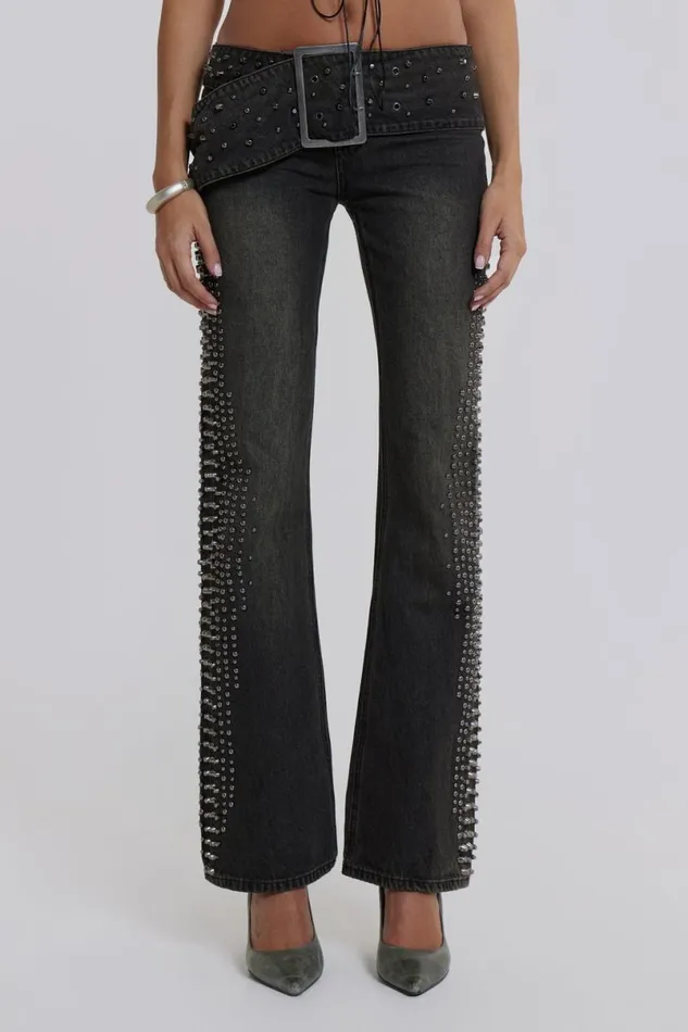 Jaded London Jeans Women Studded Up Denim Jeans Black