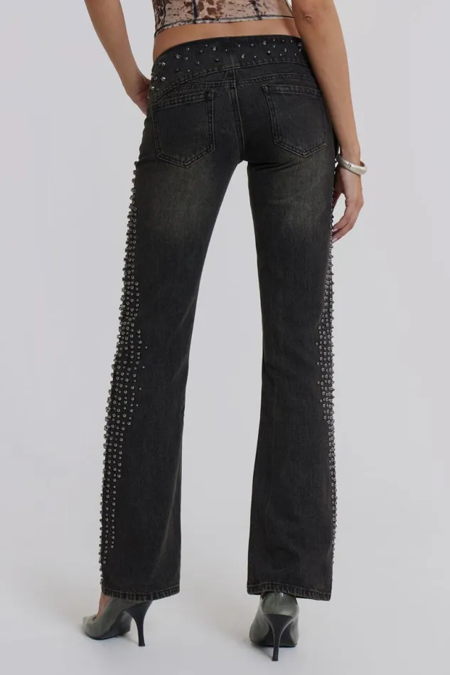 Jaded London Jeans Women Studded Up Denim Jeans Black