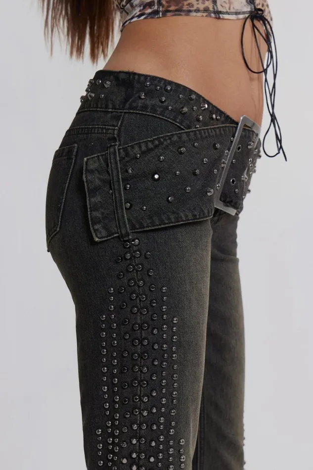 Jaded London Jeans Women Studded Up Denim Jeans Black