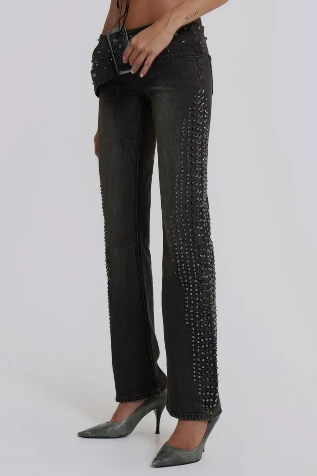 Jaded London Jeans Women Studded Up Denim Jeans Black