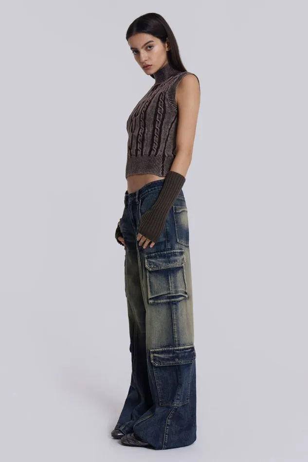 Jaded London Jeans Women Tundra Cargo Jeans Blue