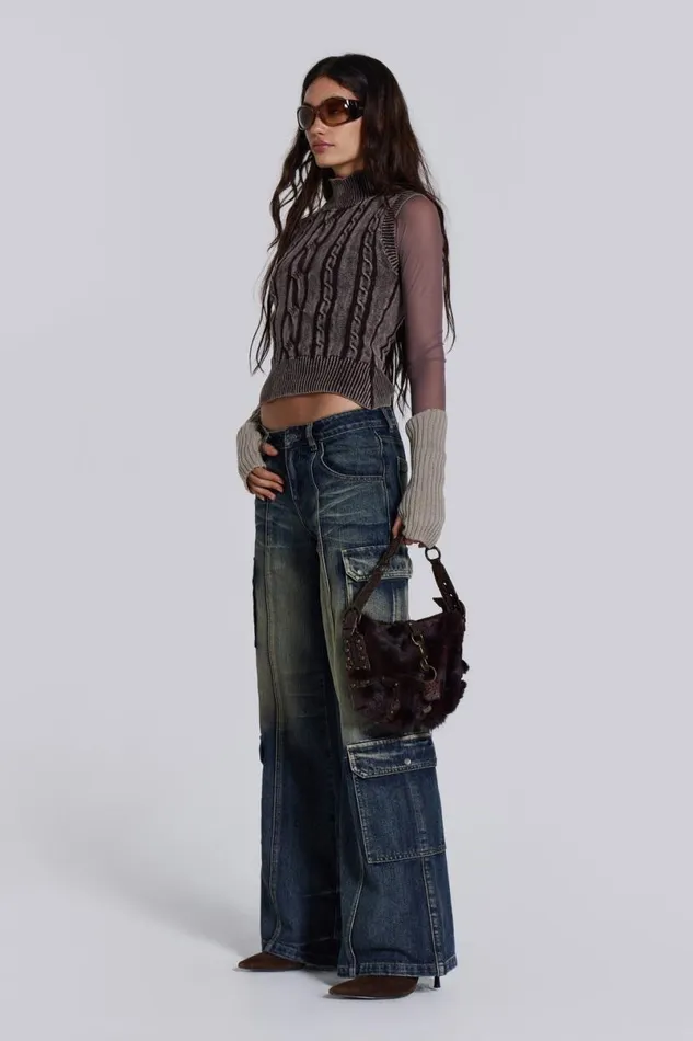 Jaded London Jeans Women Tundra Cargo Jeans Blue