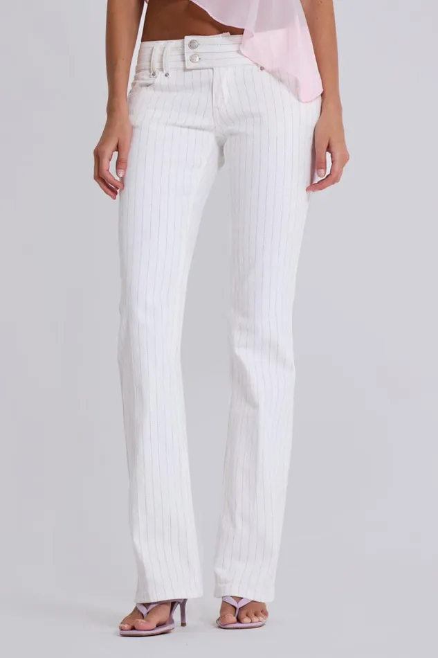 Jaded London Jeans Women White Pinstripe Thirteen Jeans White