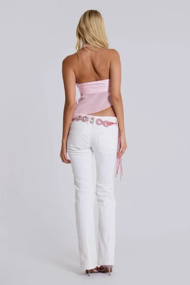 Jaded London Jeans Women White Pinstripe Thirteen Jeans White