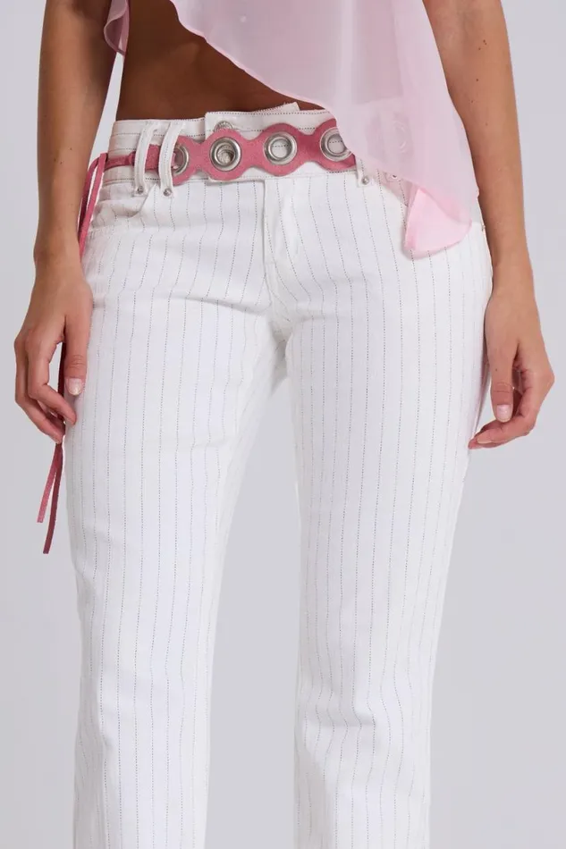Jaded London Jeans Women White Pinstripe Thirteen Jeans White