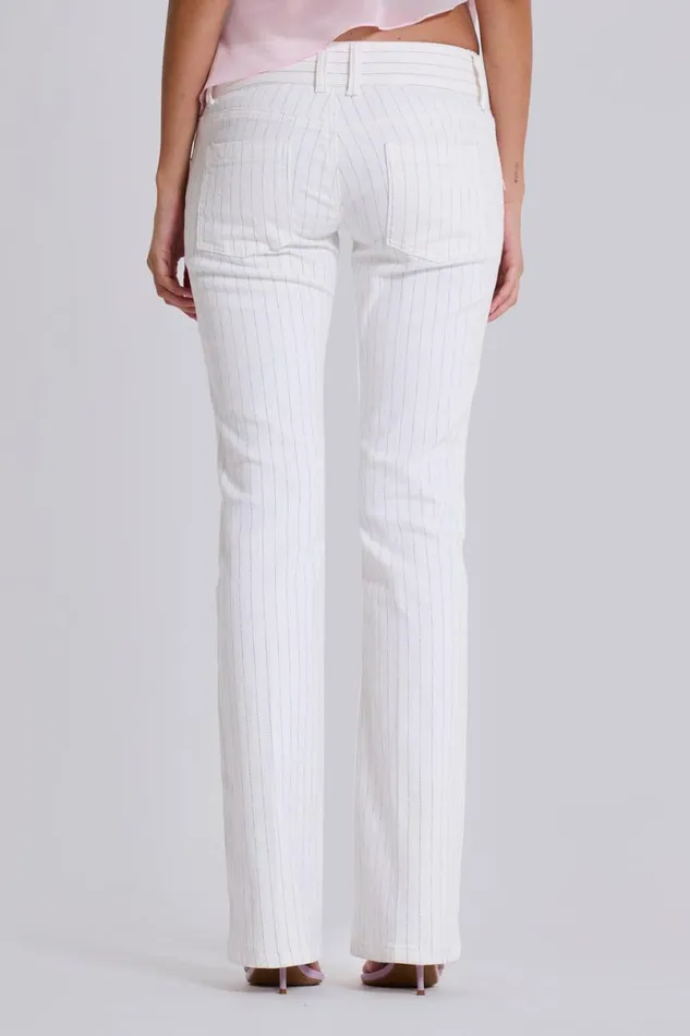 Jaded London Jeans Women White Pinstripe Thirteen Jeans White