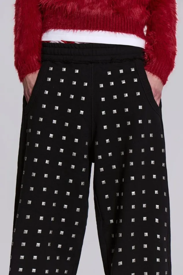 Jaded London Joggers and Sweatpants Men Black Stud Baggy Monster Joggers