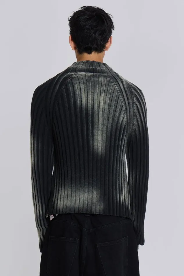 Jaded London Knitwear Men Black Luster Asymmetric Knit Black