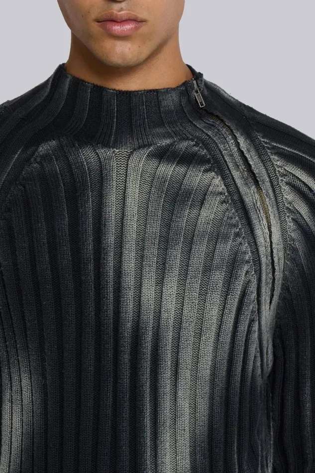 Jaded London Knitwear Men Black Luster Asymmetric Knit Black