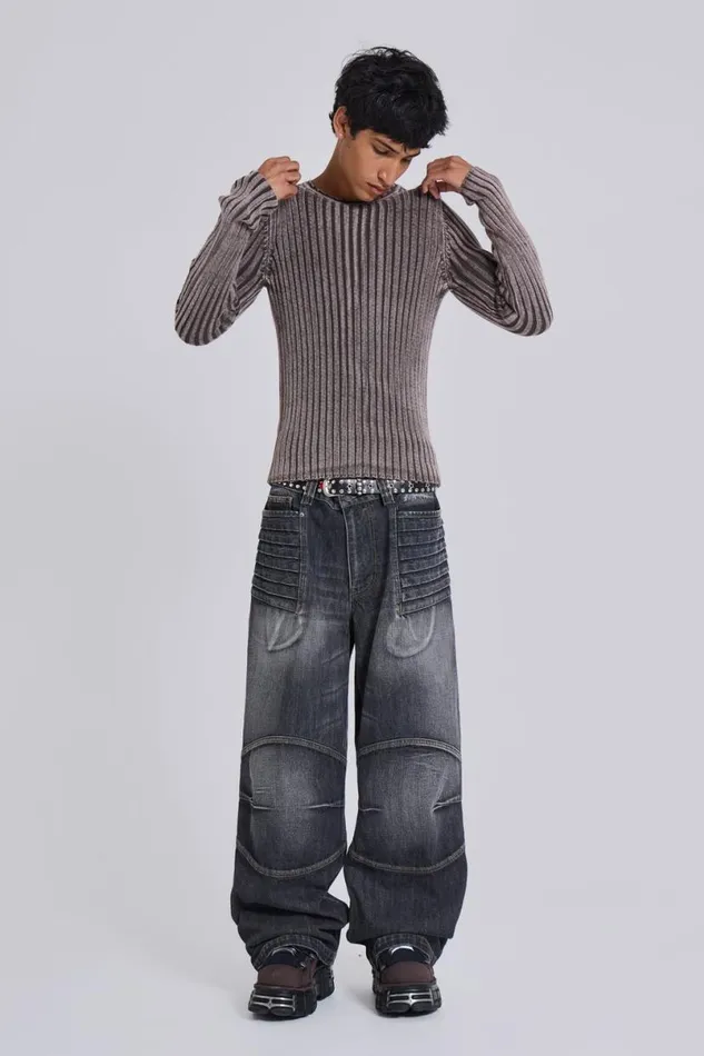 Jaded London Knitwear Men Chocolate Brown Vault Knit Brown