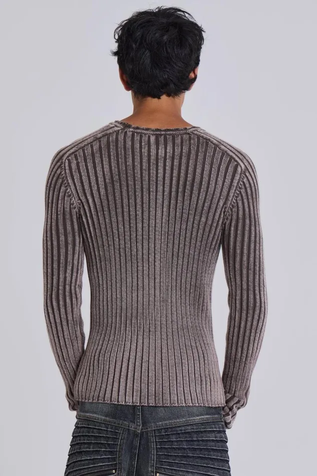 Jaded London Knitwear Men Chocolate Brown Vault Knit Brown