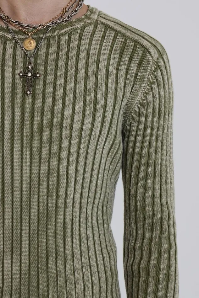Jaded London Knitwear Men Moss Green Vault Knit Green
