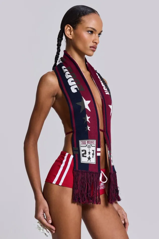 Jaded London Knitwear Women Merch 3in1 Backless Football Scarf Top Multi