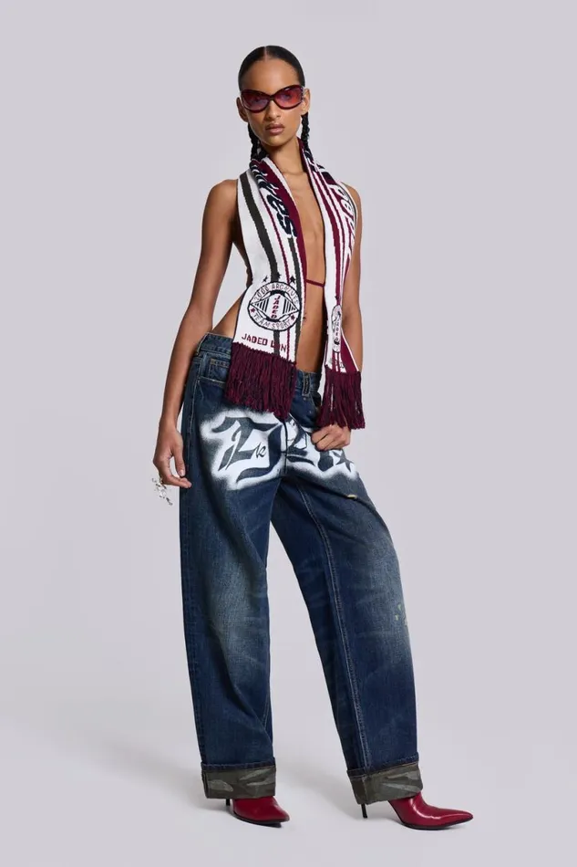 Jaded London Knitwear Women Merch 3in1 Backless Football Scarf Top Multi