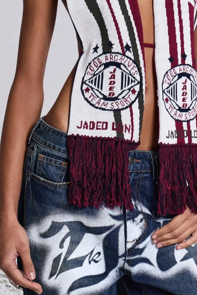 Jaded London Knitwear Women Merch 3in1 Backless Football Scarf Top Multi