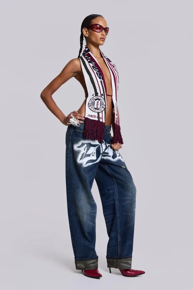 Jaded London Knitwear Women Merch 3in1 Backless Football Scarf Top Multi