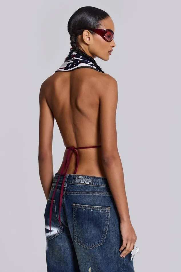 Jaded London Knitwear Women Merch 3in1 Backless Football Scarf Top Multi