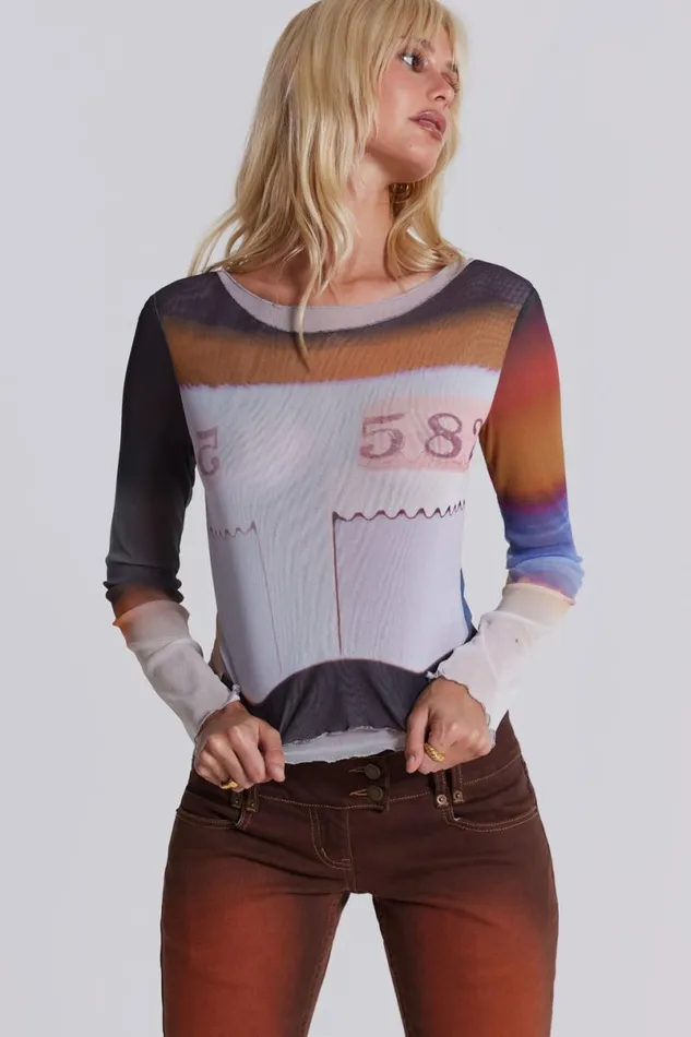 Jaded London Long Sleeve Tops Women Reverie Mesh Long Sleeve Top
