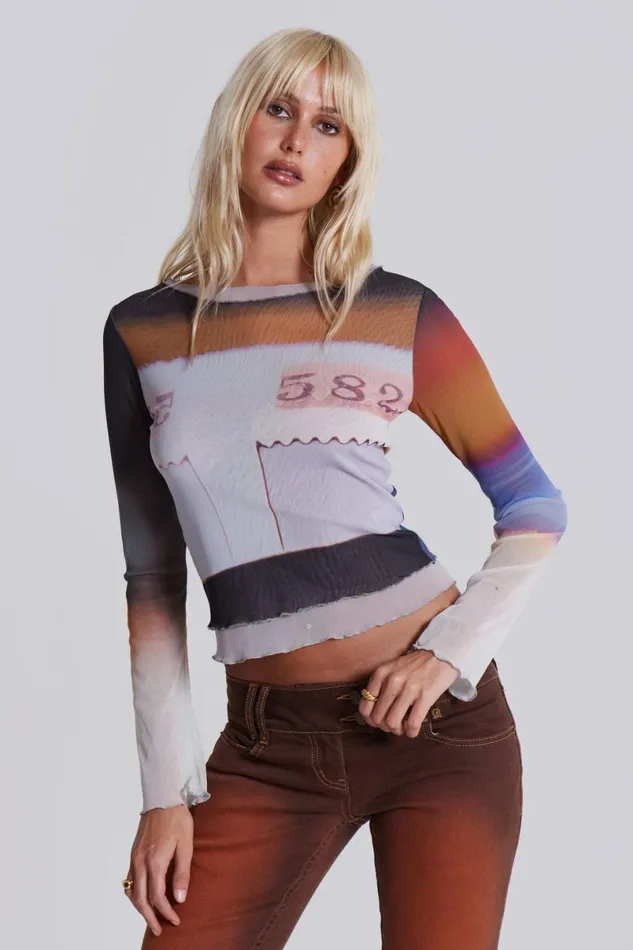 Jaded London Long Sleeve Tops Women Reverie Mesh Long Sleeve Top