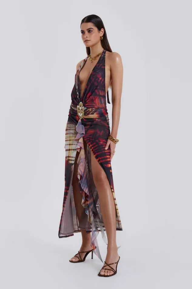 Jaded London Maxi Dresses Women Cindy Plunge Maxi Dress In Red Red