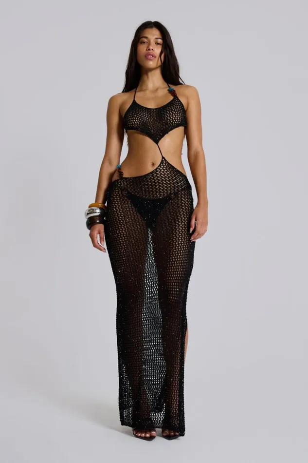 Jaded London Maxi Dresses Women Echo Crochet Maxi Dress Black