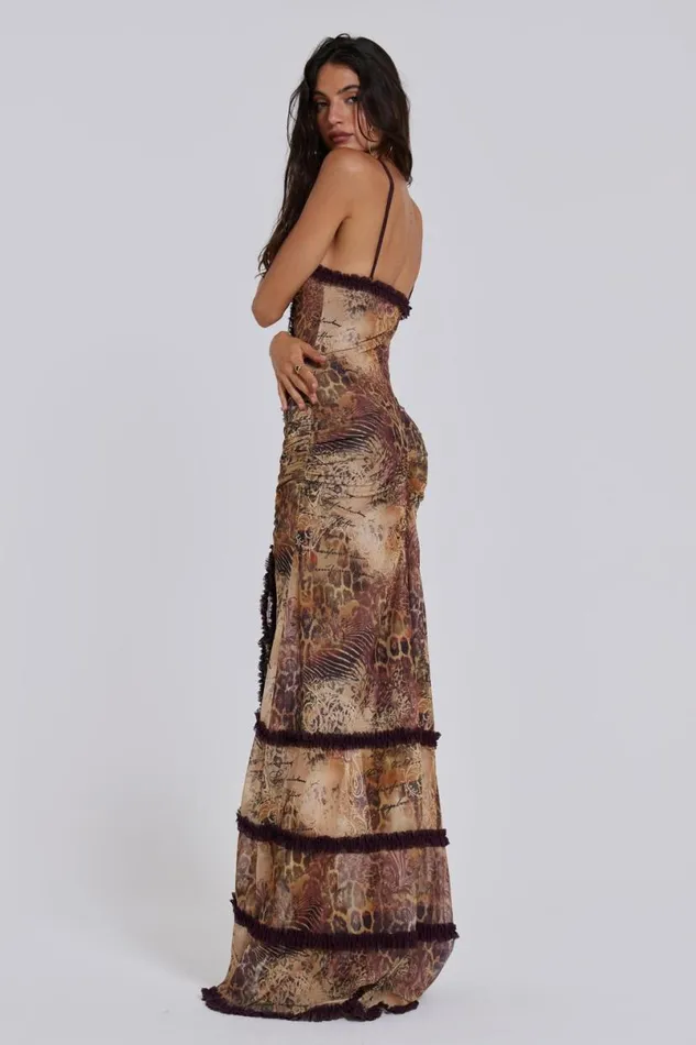 Jaded London Maxi Dresses Women Fatale Maxi Dress In Sunrose Brown